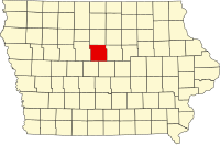 Map of Iowa highlighting Hamilton County