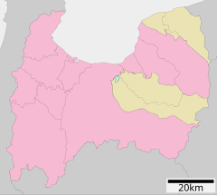 富山県立高岡南高等学校の位置（富山県内）