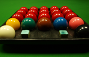 A complete set of snooker balls