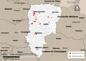 Carte des communes avec sites Seveso