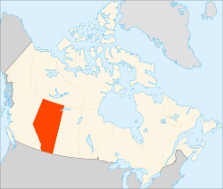 Map o Canadae wi Alberta heichlichtit