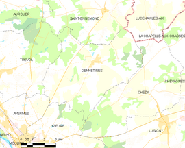 Mapa obce Gennetines
