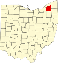 Locatie van Geauga County in Ohio