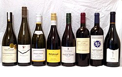 Left to right: Saint Clair 2017 Wairau Reserve Sauvignon Blanc (Marlborough); Forrest Estate 2010 Wairau Riesling (Marlborough); Kumeu River 2016 Estate Chardonnay (Kumeu, Auckland); Martinborough Vineyard 2012 Pinot Noir (Martinborough, Wairarapa); Felton Road 2011 Bannockburn Pinot Noir (Central Otago); Te Mata Estate 2001 Coleraine (Hawke's Bay); Stonyridge Vineyard 1998 Larose (Waiheke Island, Auckland); Craggy Range 2013 Le Sol Syrah (Hawke's Bay).