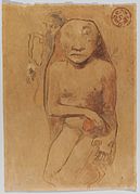 Oviri, 1894, watercolour monotype, Fogg Museum, Boston