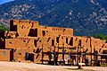 Vue détaillée des habitations traditionnelles de Pueblo de Taos, en 2005.