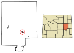 Location of Douglas in Converse County, Wyoming.