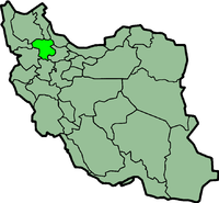 Bản đồ Iran với Zanjan được in đậm.