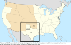 Map of the change to the United States in central North America on February 8, 1860