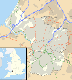 Mapa konturowa Bristolu, blisko centrum po prawej na dole znajduje się punkt z opisem „Bristol Temple Meads”