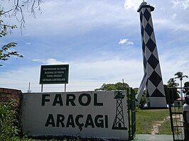 De vuurtoren Farol Araçagi in de omgeving van Paço do Lumiar