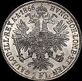 Pièce en argent de 1 Fl, type 1866, légende en latin (revers).