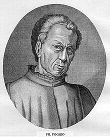 Engraving of Poggio Bracciolini in middle age