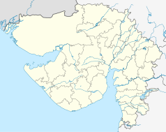 Mapa konturowa Gudźaratu, w centrum znajduje się punkt z opisem „Rajkot”