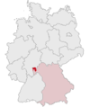 Tyskland, beliggenhed af Aschaffenburg markeret