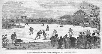 Lago de los patinadores en el Buen Retiro, La Ilustración de Madrid, 1870.