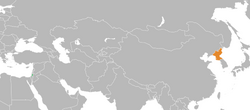 Map indicating locations of Palestine and North Korea