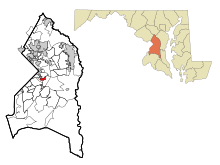 Prince George's County Maryland Incorporated and Unincorporated areas District Heights Highlighted.svg