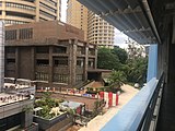 Construction of the pedestrian link bridge in February 2017.