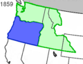 Il Territorio di Washington (in verde) e lo Stato dell'Oregon nel 1859.