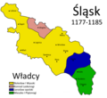 1177–1185      Bolesław I Wysoki      Jarosław opolski      Mieszko I Plątonogi      Konrad Laskonogi