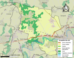 Carte en couleurs présentant l'occupation des sols.