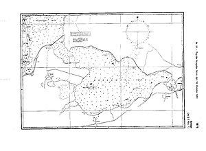 Karte der Bucht mit den Inseln Buchhorst im Westen und Plönswerder im Osten