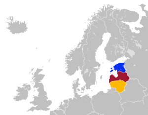 Baltičke države na karti sjeverne Europe