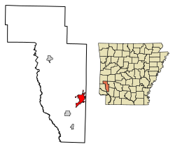 Location of Nashville in Howard County, Arkansas.