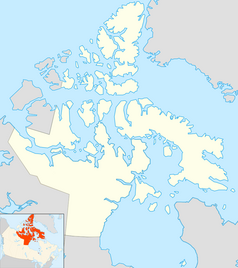 Mapa konturowa Nunavut, u góry znajduje się punkt z opisem „Wyspa Amunda Ringnesa”