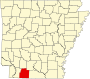 Harta statului Arkansas indicând comitatul Columbia