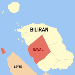 Mapa ng Biliran na nagpapakita sa lokasyon ng Naval.