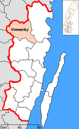 Vimmerby kommuns läge i Kalmar län