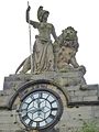 Clock, statue of Britannia and British Lion, added in 1886