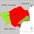 Розташування муніципалітету Ельче у комарці Бахо-Віналопо