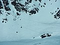 Vue de la partie haute du glacier et de la tyrolienne.