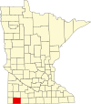 State map highlighting Nobles County