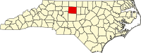 Mapo de Norda Karolino kun kantono Guilford emfazita