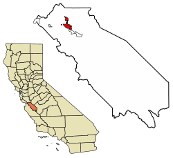 Location of Hollister in San Benito County, California