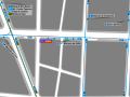 Mapa zonal de la estación de Alonso Cano con los accesos al Metro y los recorridos de los autobuses de la EMT que pasan por ella, entre los que se encuentra la línea 5.