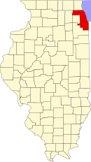 Map of Illinois highlighting Cook County