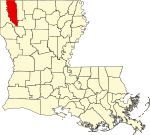 State map highlighting Bossier Parish