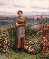 Julia gathering Roses by Daniel Ridgway Knight