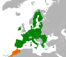 Carte de l'Europe et du Maroc.