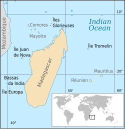 Peta wilayah seberang laut Prancis di Samudra Hindia