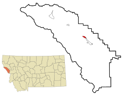 Location of Superior in Mineral County and the state of Montana