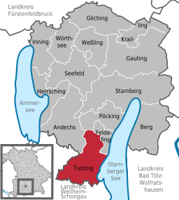 Läget för Tutzing i Landkreis Starnberg