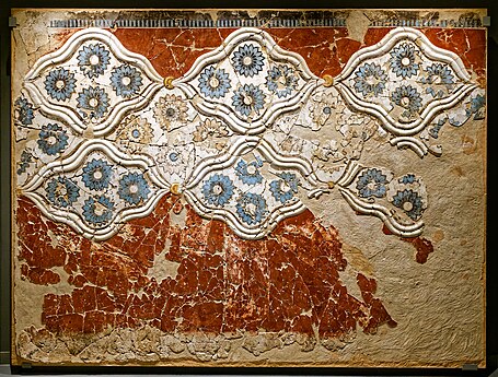Minoan rosettes on a fresco from Akrotiri, 17th century BC, fresco, Museum of Prehistoric Thera, Thera, Santorini, Greece