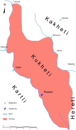 Map highlighting the historical region of Kukheti