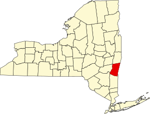 Map of New York highlighting Columbia County